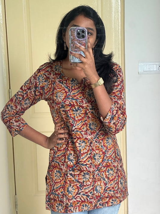 Short kurthi kalamkari design