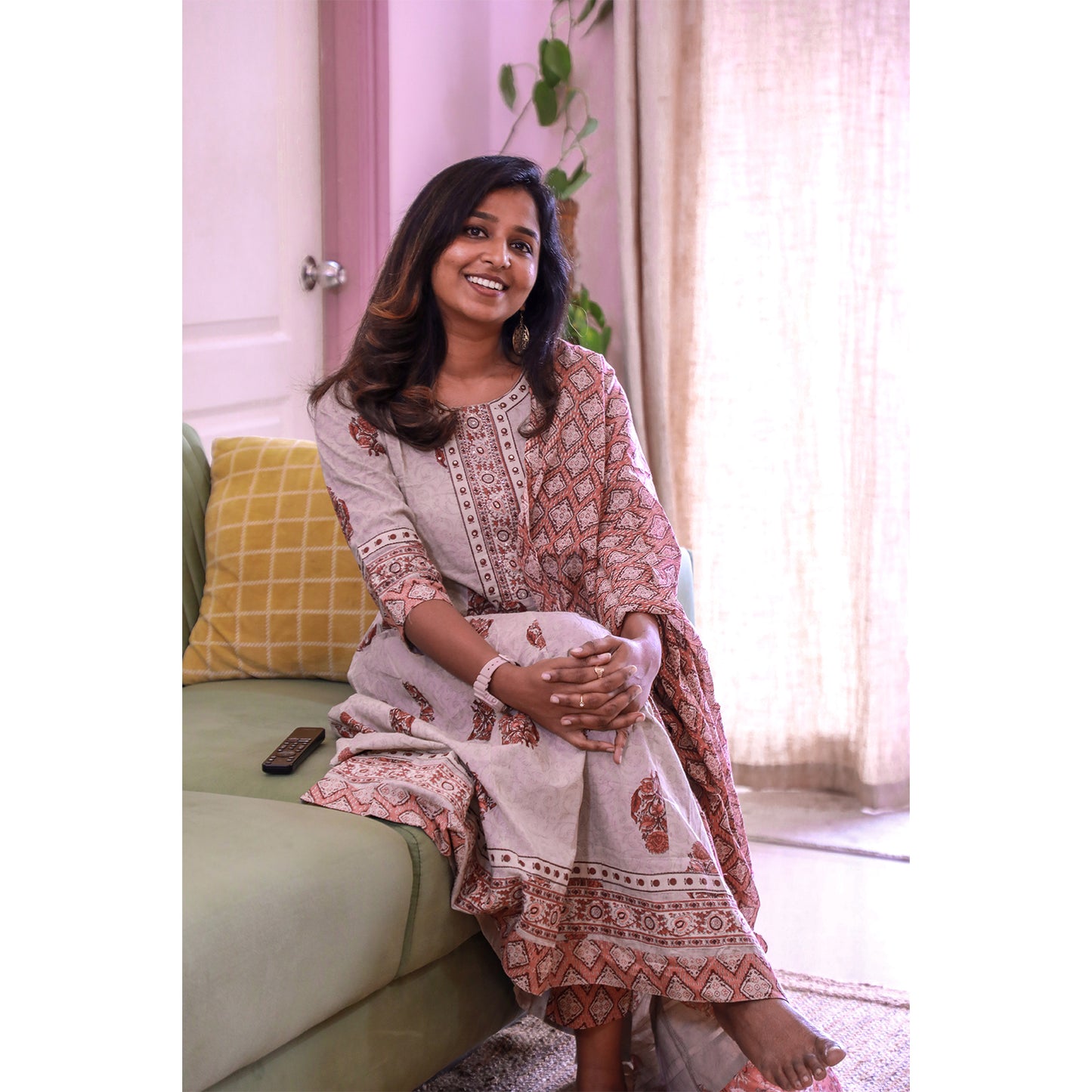 Mild floral chudi set