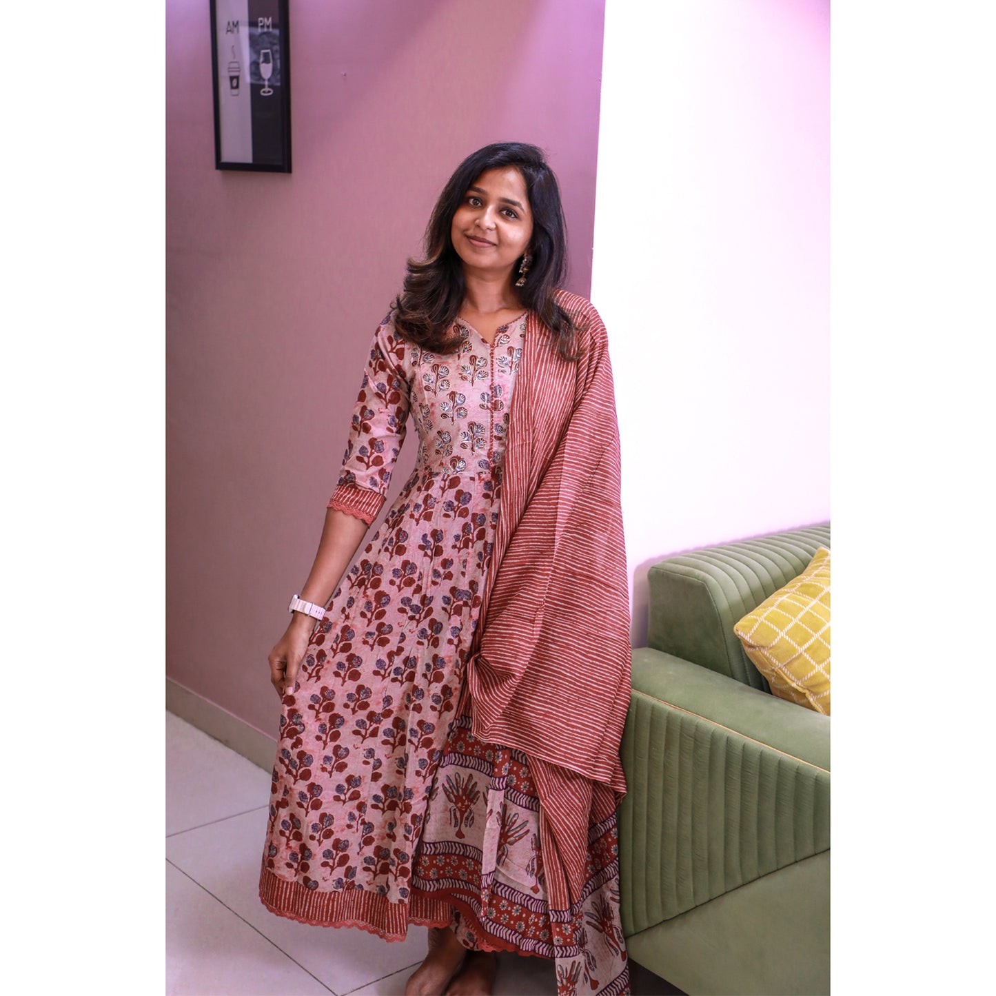 Marron Ethnic Anarkali Set
