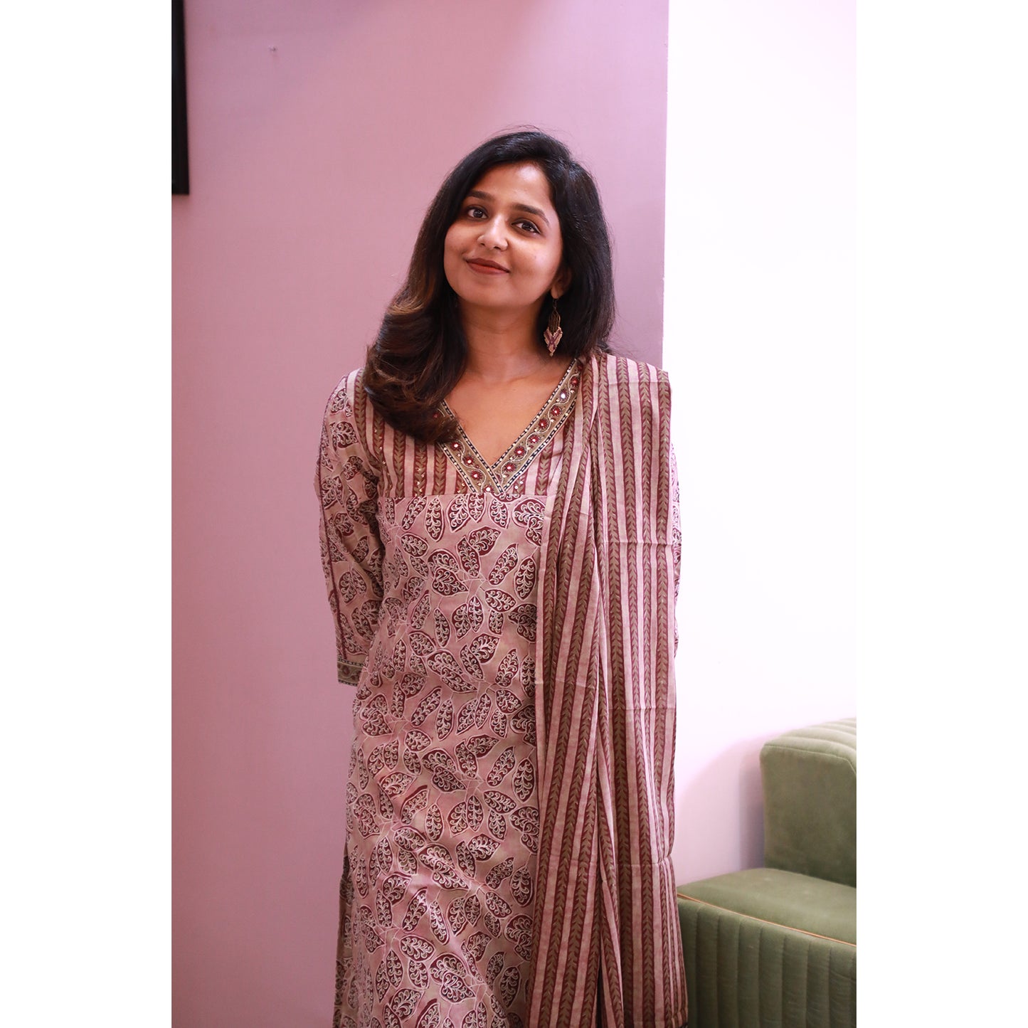Marron Ethnic Chudi set