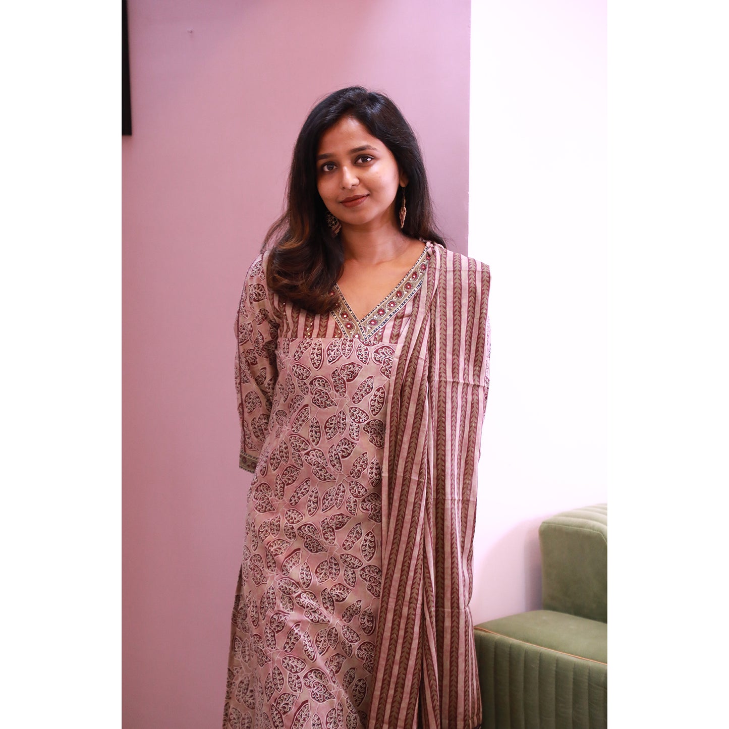 Marron Ethnic Chudi set