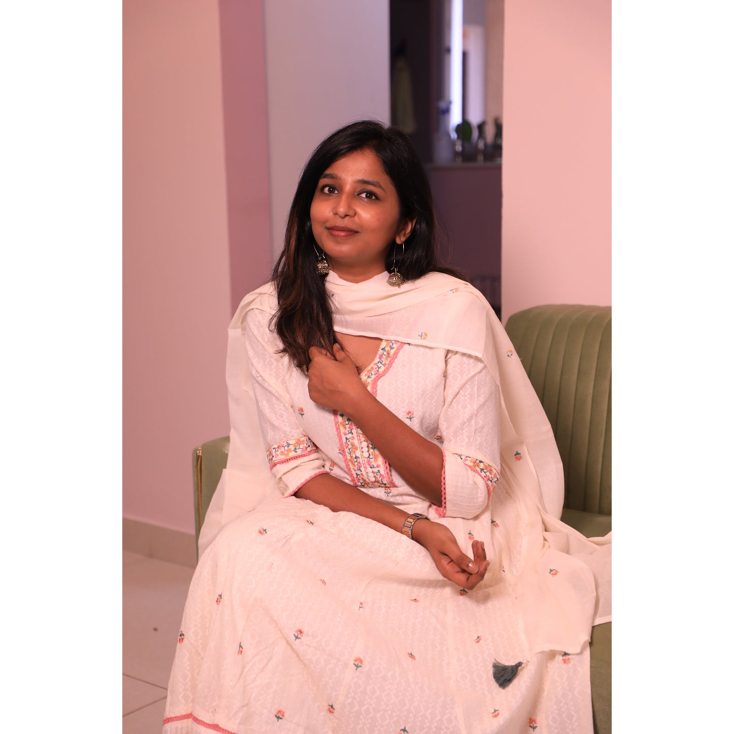 Off White floral anarkali