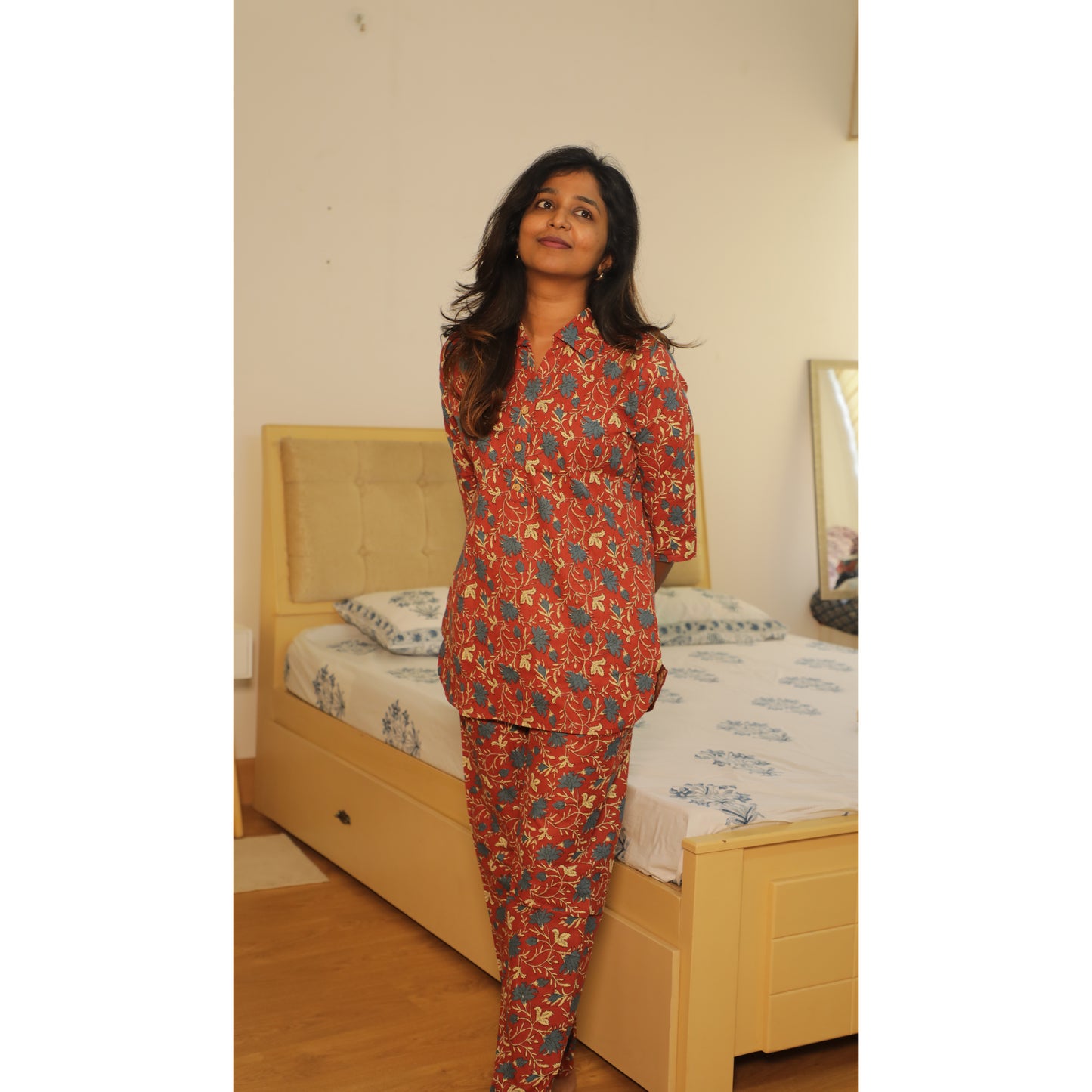 Red collar co-ord set