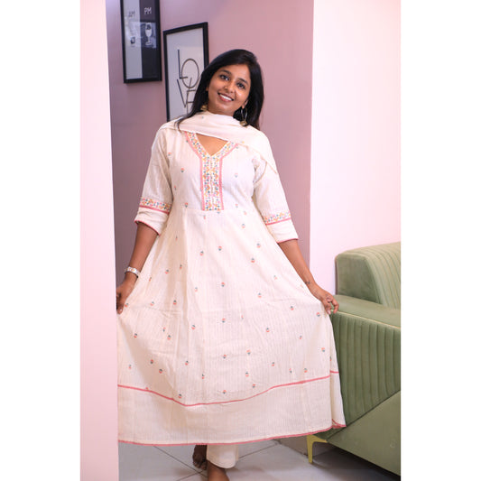 Off White floral anarkali