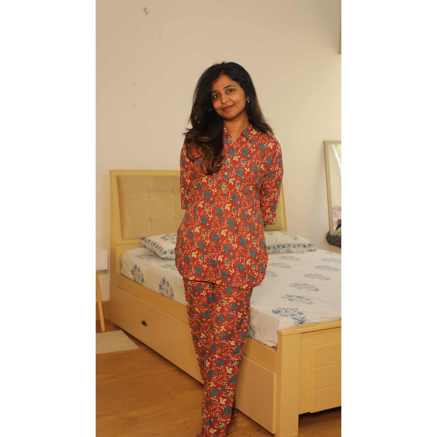 Red collar co-ord set