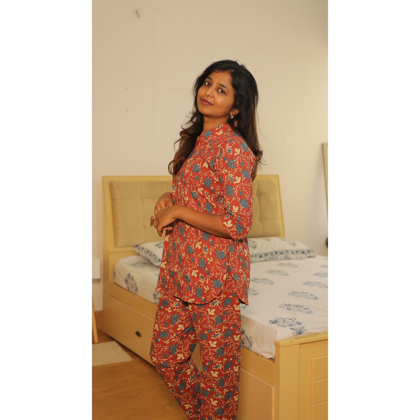 Red collar co-ord set