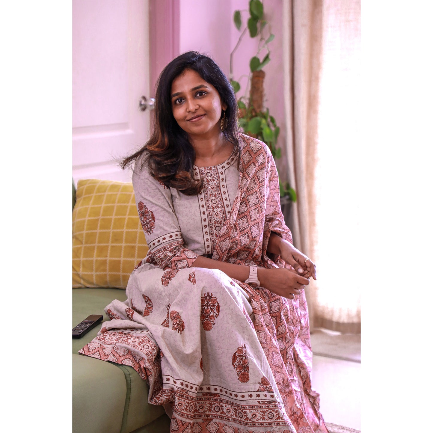 Mild floral chudi set