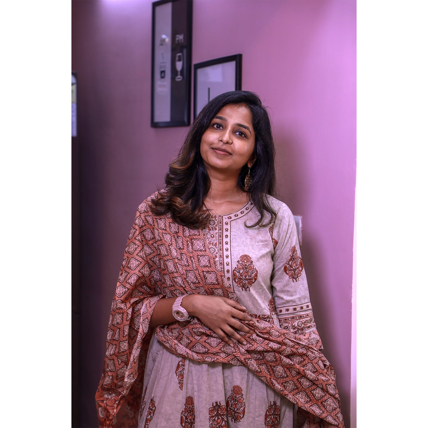 Mild floral chudi set